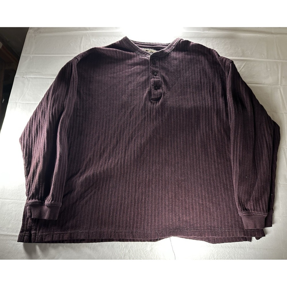 VTG Hill &‎ Archer Henley Mens XXL Burgundy 100% Cotton Ribbed Pullover Sweater